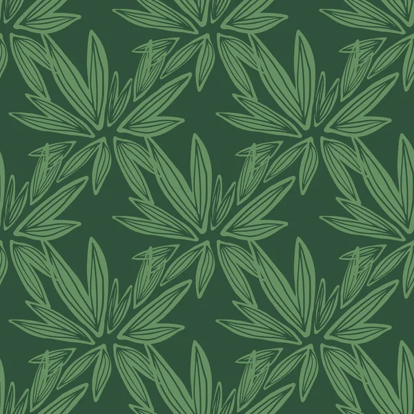 Creative Bud Seamless Pattern Dark Green Background Retro Floral Wallpaper — Stock Vector