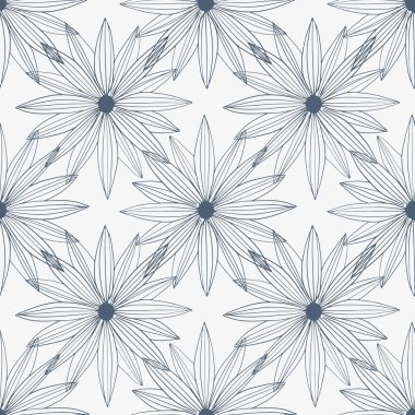 Tek renkli çizgili sanat tomurcuğu papatyasız desen beyaz arka planda izole edilmiş. Modern çiçek duvar kâğıdı. Kumaş tasarımı için dekoratif zemin, tekstil baskısı, ambalaj, kapak. Vektör illüstrasyonu.