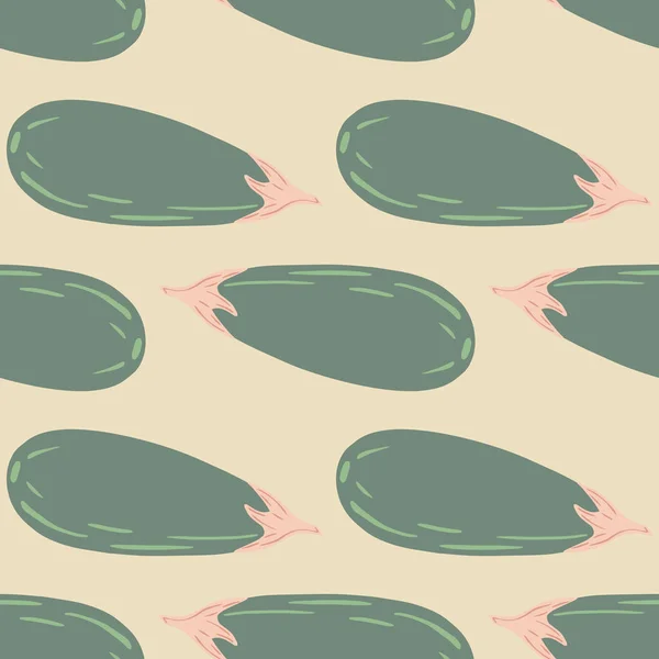 Tasty Eggplants Seamless Pattern Light Background Aubergines Wallpaper Food Vector — Stock Vector