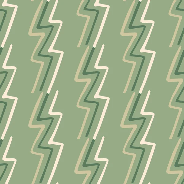 Motif Gribouillage Foudre Sur Fond Vert Moderne Zigzag Ligne Art — Image vectorielle