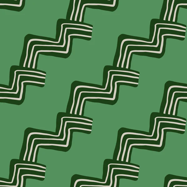 Modèle Zigzag Dessiné Main Sur Fond Vert Papier Peint Art — Image vectorielle