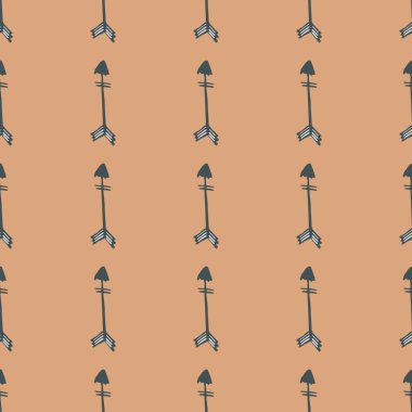Geometrik el çizimleri, dikişsiz oklar. Karalama tarzında sonsuz kabile duvar kâğıdı. Kumaş tasarımı için dekoratif zemin, tekstil baskısı, ambalaj kağıdı. Vektör illüstrasyonu