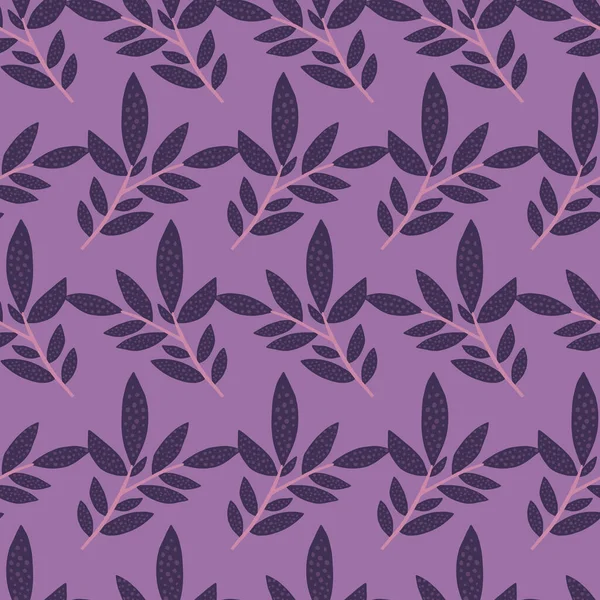 Modèle Sans Couture Dessiné Main Branches Violettes Avec Des Feuilles — Image vectorielle