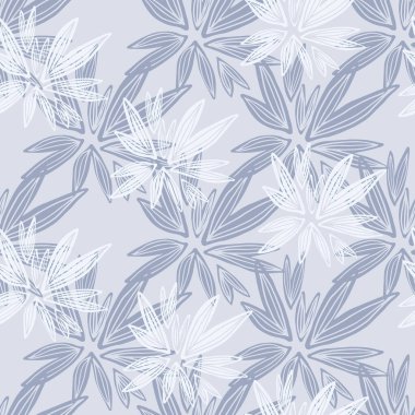 Yaratıcı tomurcuksuz desen mavi arka planda izole edildi. Retro çiçekli duvar kâğıdı. Kumaş tasarımı için dekoratif zemin, tekstil baskısı, ambalaj, kapak. Vintage vektör illüstrasyonu.