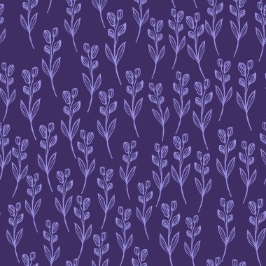 Elle çizilmiş çiçek duvar kağıdı. Çizgili sanat yaprağı pürüzsüz desen. Retro tarzı botanik arka plan. Kumaş tasarımı, tekstil baskısı, ambalaj için dekoratif zemin. Retro vektör illüstrasyonu