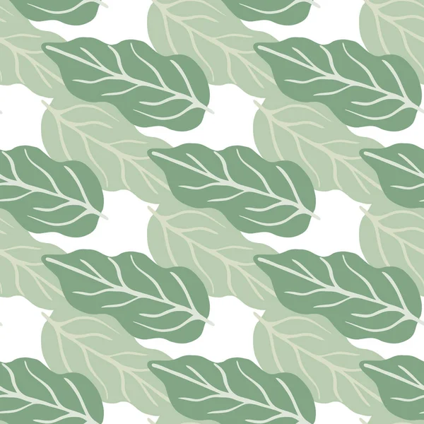 Botanical Leaves Wallpaper Green Foliage Seamless Pattern White Background Decorative — Stock Vector