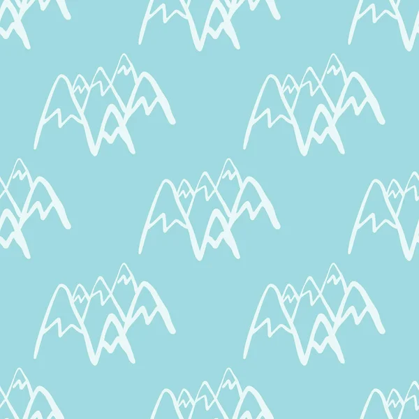Nahtloses Muster Mit Bergen Auf Hellblauem Hintergrund Weiße Gipfel Rock — Stockvektor