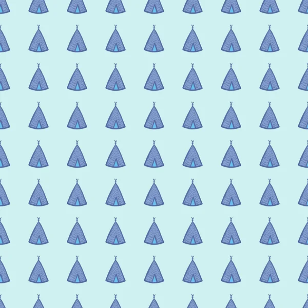 Padrão Sem Costura Teepee Desenhado Mão Fundo Azul Claro Estilo —  Vetores de Stock