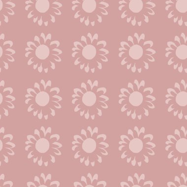 Geometrik dikişsiz desen ve küçük çiçekler. Botanik duvar kağıdı. Kumaş, tekstil, ambalaj kağıdı, duvar kağıdı için harika. Vektör illüstrasyonu.