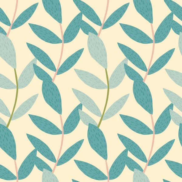 Printemps Motif Sans Couture Pastel Avec Des Branches Bleues Sur — Image vectorielle