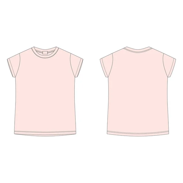 Shirt Enfant Croquis Technique Isolé Sur Fond Blanc Shirt Rose — Image vectorielle