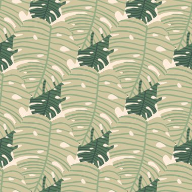 Canavar kusursuz bir iz bırakır. Botanik arka planı. Duvar kağıdı, ambalaj kağıdı, çocuk kıyafetleri, tekstil, kumaş için mükemmel tasarım. Vektör illüstrasyonu.