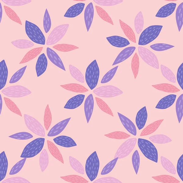 Padrão Sem Costura Primavera Com Flores Geométricas Cores Azul Rosa — Vetor de Stock