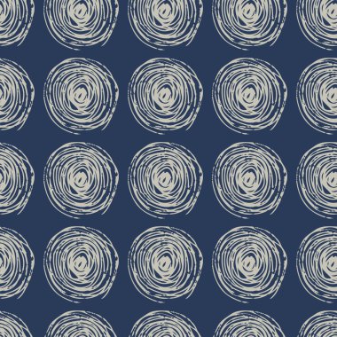 Beyaz spiralli kusursuz bir desen. Mavi arka plan. Duvar kağıdı, yüzey dokusu, kumaş baskısı, ambalaj kağıdı, tekstil için kullanılabilir. Vektör illüstrasyonu.