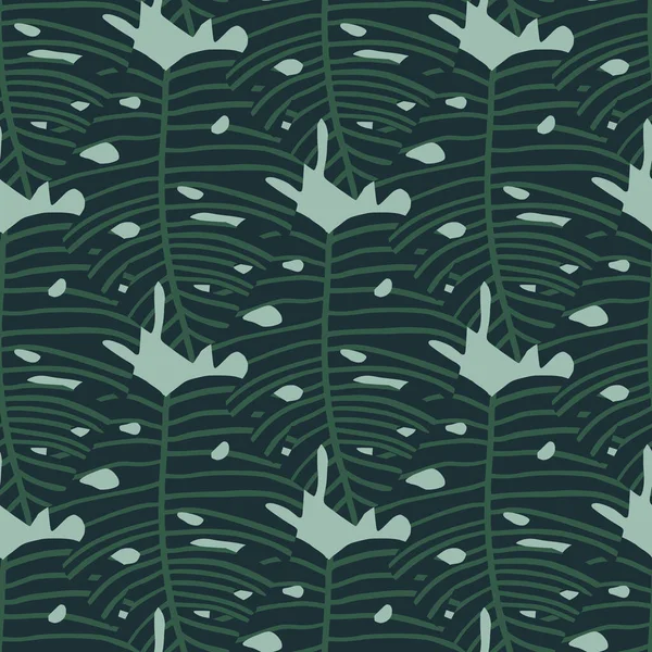 Hojas Monstera Patrón Botánico Sin Costuras Tonos Verde Oscuro Azul — Archivo Imágenes Vectoriales