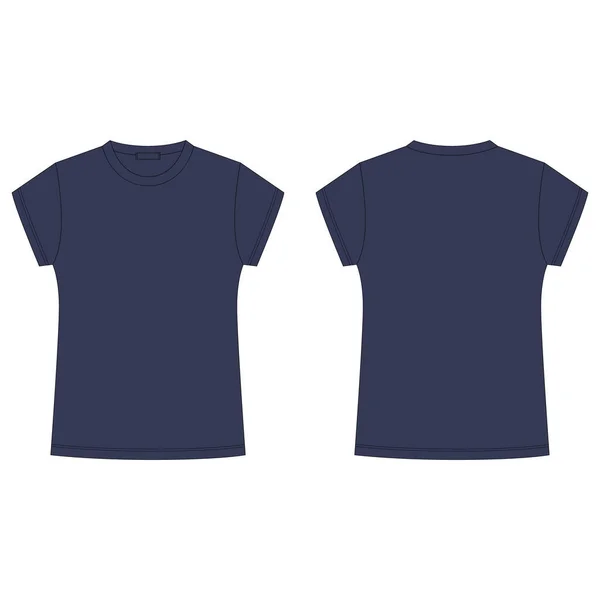Teknisk Skiss Marinblå Shirt Isolerad Vit Bakgrund Barns Shirt Tom — Stock vektor