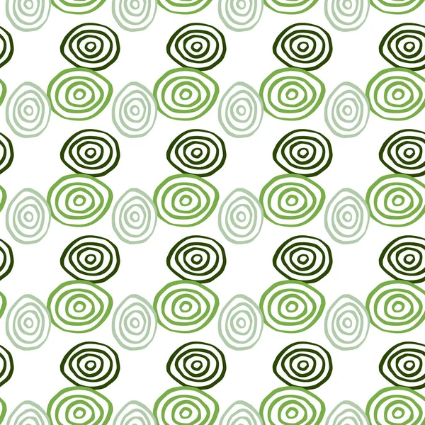 Vereinzelte Grüne Und Blaue Spiralen Auf Weißem Hintergrund Geometrisches Nahtloses — Stockvektor