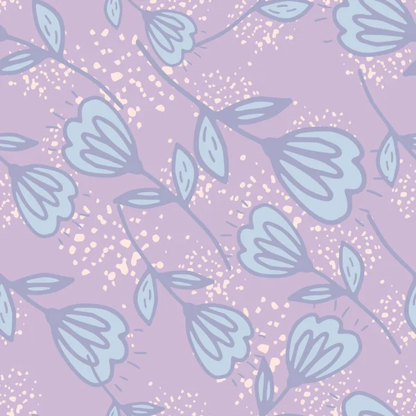 Pastel Blue Flowers Botanic Seamless Random Pattern Blue Background Pink — Stock Vector