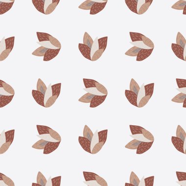 Yaprakları tuğla renginde ve yaprakları olan izole edilmiş çiçek deseni. Beyaz arka plan. Tekstil, duvar kağıdı, ambalaj kağıdı ve kumaş tasarımı için tasarlanmış. Vektör illüstrasyonu