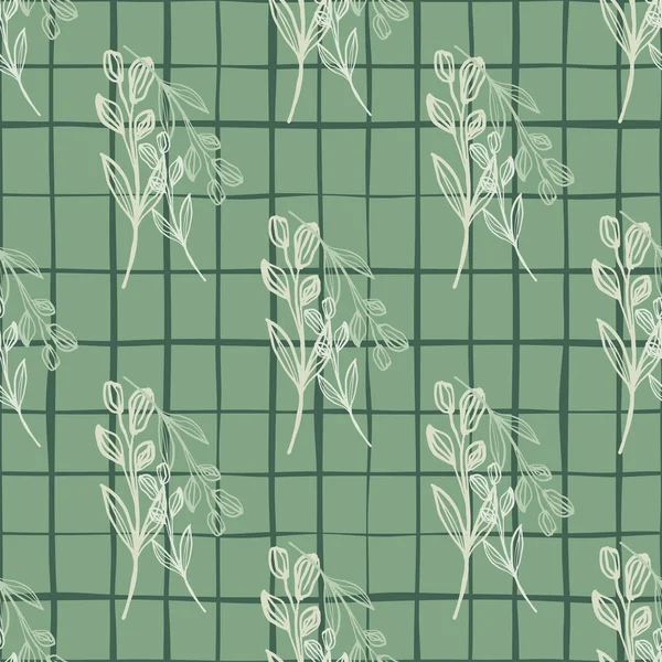 Modèle Sans Joint Dessiné Main Base Plantes Avec Des Fleurs — Image vectorielle