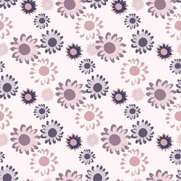 Isolated Floral Seamless Pattern Daisy Flowers Botanic Elements Purple Lilac — Stock Vector