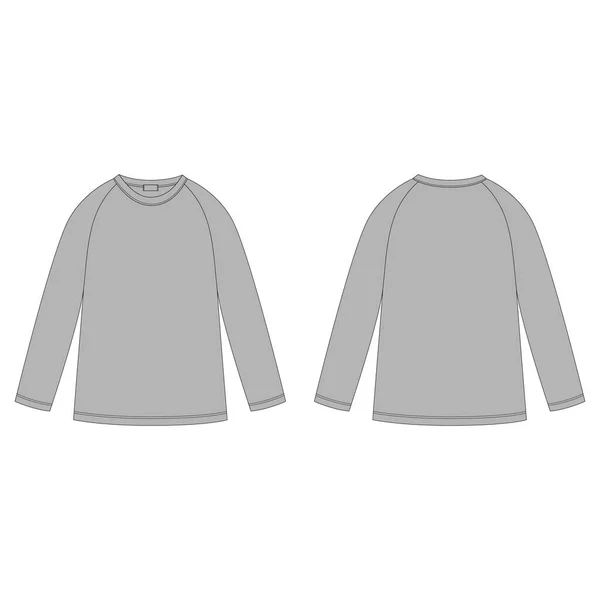 Szablon Projektu Skoczka Szkic Szarości Bluzy Raglanu Ubranie Dziecięce Widok — Wektor stockowy