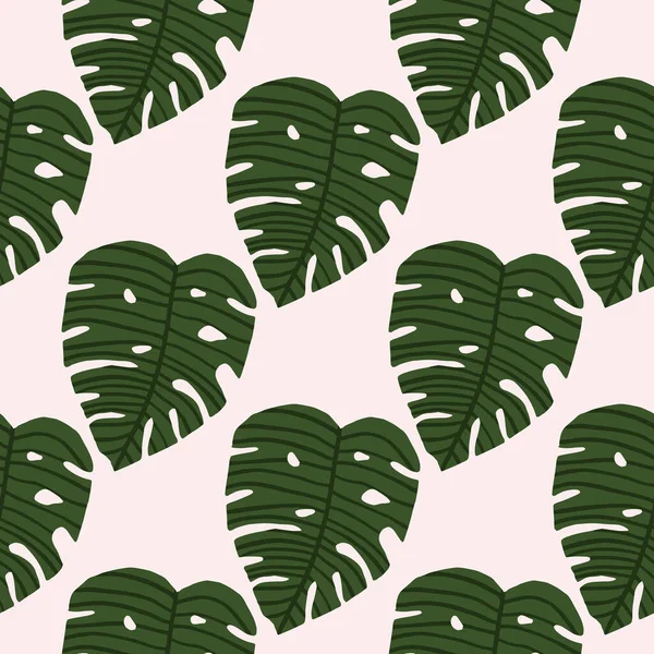 Patrón Inconsútil Aislado Con Hojas Monstera Verde Sobre Fondo Blanco — Vector de stock