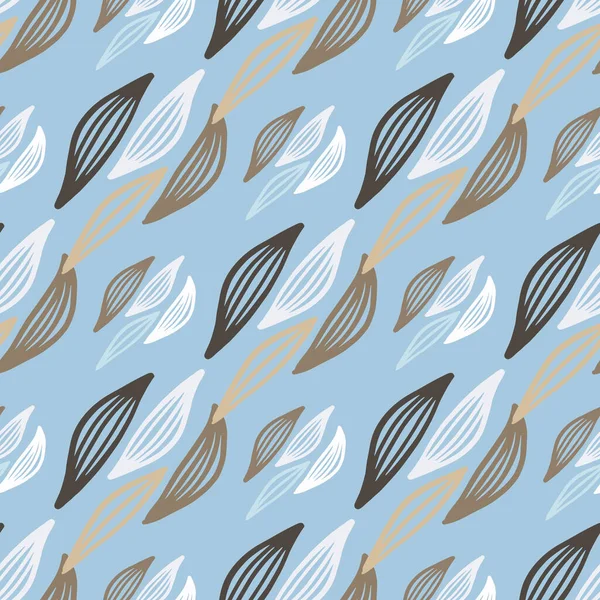 Kräuternahtloses Muster Mit Umlaufenden Blättern Den Farben Weiß Blau Und — Stockvektor