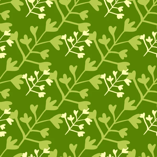 Grüne Farben Nahtloses Muster Mit Floralen Silhouetten Helle Frühlingskulisse Ideal — Stockvektor