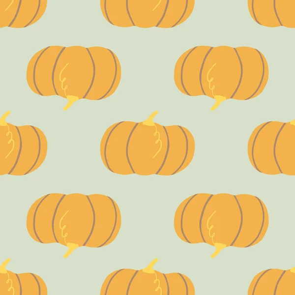 Pumpkin Simple Silhouettes Seamless Pattern Orange Hand Drawn Elements Grey — Stock Vector