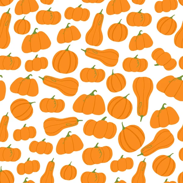 Contraste Aléatoire Isolé Citrouilles Orange Motif Sans Couture Fond Blanc — Image vectorielle