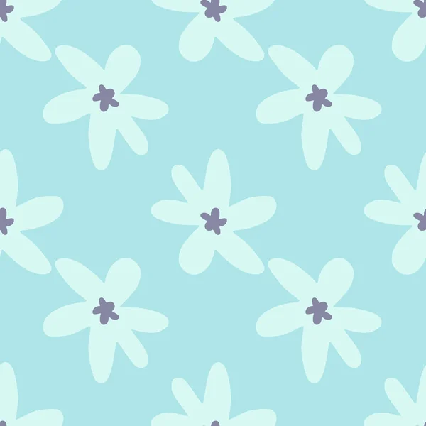 Nahtloses Blumenmuster Mit Gänseblümchen Blauen Farben Einfache Kulisse Naivem Stil — Stockvektor