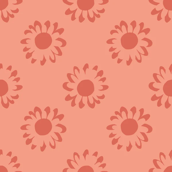 Seamless Floral Pattern Doodle Flowers Red Background Decorative Backdrop Fabric — Stock Vector