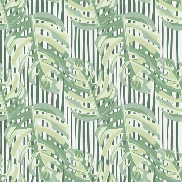 Geometrische Grüne Monstera Blätter Florales Nahtloses Muster Weißer Hintergrund Mit — Stockvektor