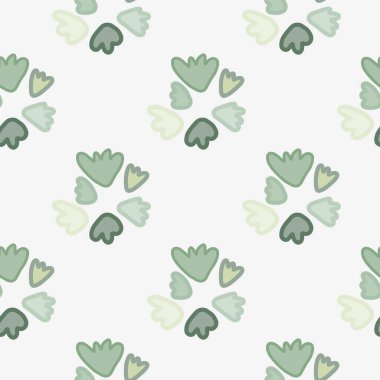 Kusursuz soyut botanik desenli, soluk tonlu çiçek siluetleri. Gri arka plan. Ambalaj kağıdı, tekstil, kumaş baskısı ve duvar kağıdı için harika. Vektör illüstrasyonu.