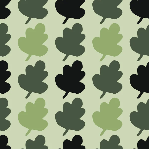 Палитра Хаки Листьях Деревьев Бесшовный Узор Черный Зеленый Абстрактные Ботанические — стоковый вектор