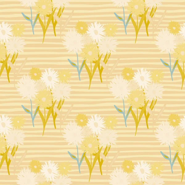 Dandelion Abstract Bouquet Seamless Pattern Summer Backdrop Stripped Background Flower — Stock Vector