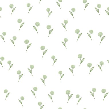 Beyaz arka planda rastgele karahindiba deseni çizilmiş. Kumaş tasarımı, tekstil baskısı, ambalaj, kapak için. Vektör illüstrasyonu.