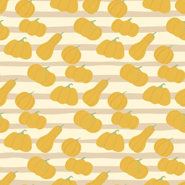 Modèle Alimentaire Simple Sans Couture Avec Des Citrouilles Orange Fond — Image vectorielle
