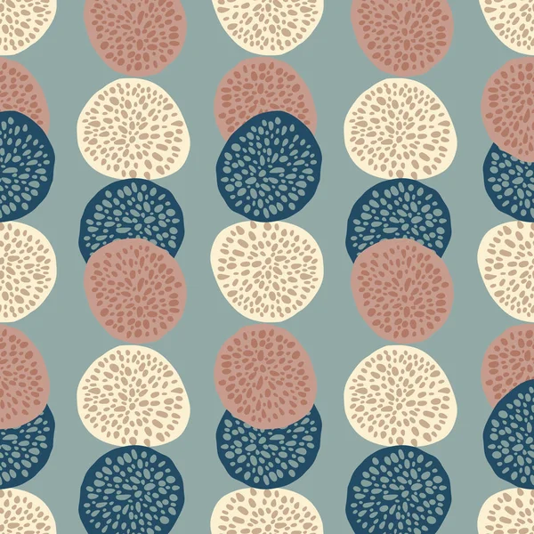 Modèle Simple Sans Couture Avec Ornement Pointillés Cercle Fond Bleu — Image vectorielle