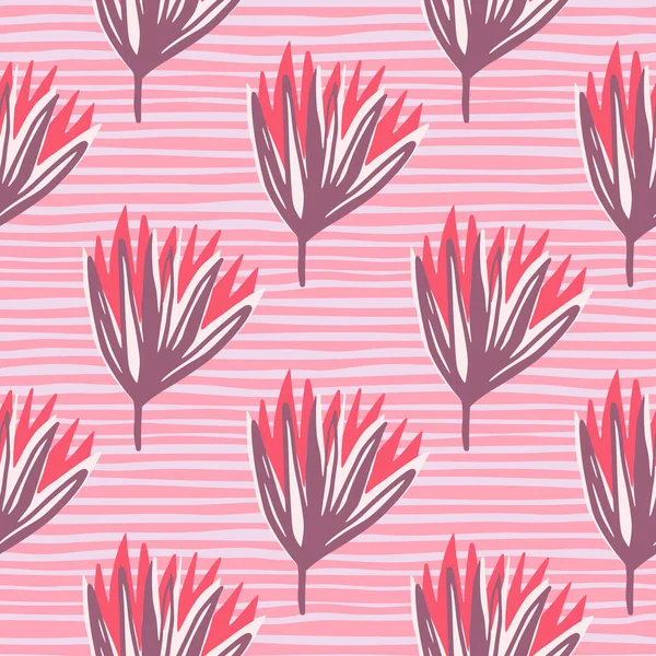 Яркие Летние Бутоны Тюльпанов Бесшовные Каракули Фиолетовые Розовые Цветы Обнаженном — стоковый вектор