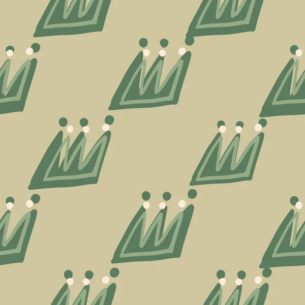 クラウン抽象的なシルエットとシンプルなシームレスパターン ベージュのパステルの背景 包装紙 テキスタイルプリント 生地のための装飾的な背景 ベクターイラスト — ストックベクタ