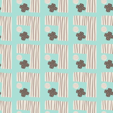 Soyut geometri süsü ile kusursuz desen. Şeritli basit figürler. Duvar kağıdı, tekstil, ambalaj kağıdı, kumaş baskısı için. Vektör illüstrasyonu.