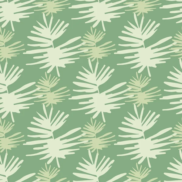 Seamless Pattern Light Foliage Tropical Shapes Light Green Background Simple — Stock Vector