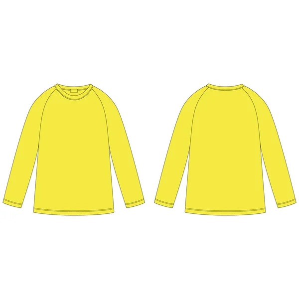 Technische Skizze Eines Gelben Raglansweatshirts Jumper Design Vorlage Freizeitkleidung Für — Stockvektor