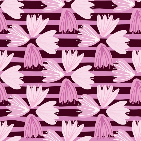 Modèle Sans Couture Avec Des Silhouettes Tulipes Doodle Éléments Bourgeons — Image vectorielle