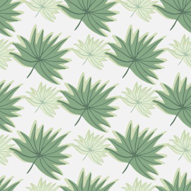 Yay el, yapraklı süslemeli, pürüzsüz desen çizmiş. Açık arkaplan ve yeşil yapraklar. Ambalaj kağıdı, tekstil, kumaş baskısı ve duvar kağıdı için harika. Vektör illüstrasyonu.