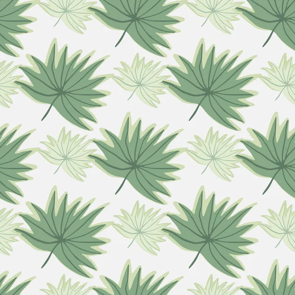 Yay el, yapraklı süslemeli, pürüzsüz desen çizmiş. Açık arkaplan ve yeşil yapraklar. Ambalaj kağıdı, tekstil, kumaş baskısı ve duvar kağıdı için harika. Vektör illüstrasyonu.