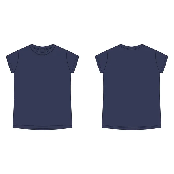Camiseta Algodón Blanco Plantilla Camiseta Sketch Técnico Infantil Aislada Sobre — Vector de stock