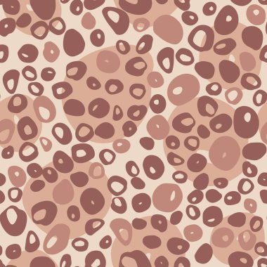 Elle çizilmiş, kusursuz hayvan lekeleri. Orman leoparı bej ve kahverengi renklerde. Egzotik sanat eserleri. Duvar kağıdı, tekstil, ambalaj kağıdı, kumaş baskısı için harika. Vektör illüstrasyonu.